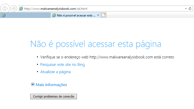 IE trying to access the malicious url